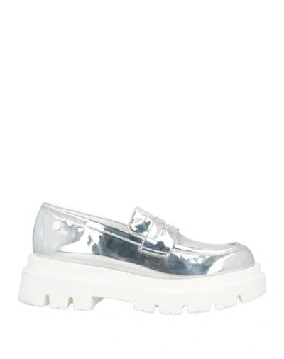 Actitude By Twinset Woman Loafers Silver Size 7 Textile Fibers In Silver