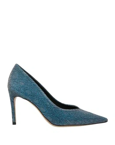 Luciano Padovan Woman Pumps Azure Size 8 Textile Fibers In Blue