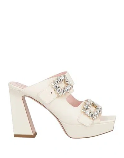 Roger Vivier Woman Sandals Cream Size 7.5 Leather In White