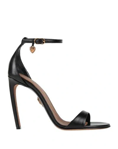 Dolce & Gabbana Woman Sandals Black Size 7 Leather In Animal Print