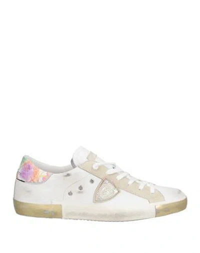 Philippe Model Woman Sneakers White Size 6 Leather, Textile Fibers In White