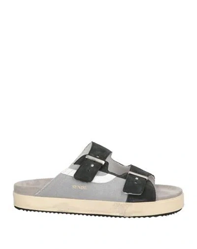 Hidnander Woman Sandals Light Blue Size 12 Leather, Textile Fibers In Multi