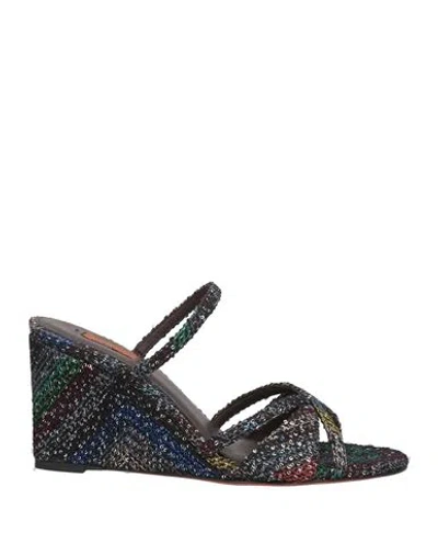 Missoni Woman Sandals Charcoal Size 8 Textile Fibers In Multi