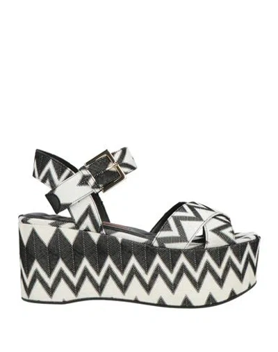 Missoni Woman Sandals Charcoal Size 8 Textile Fibers In Multi