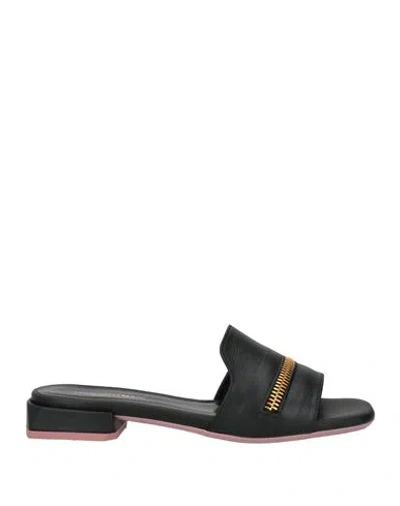 Lorenzo Mari Woman Sandals Black Size 7 Leather In Multi