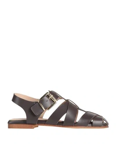 Ovyè Ovyé Woman Sandals Dark Brown Size 7 Synthetisches Material In Multi