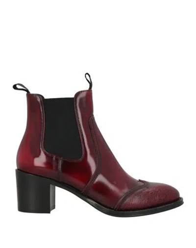 Church's Eve 55 Woman Ankle Boots Red Size 7 Leather In Red