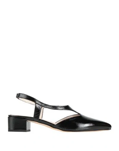 Cristina Millotti Woman Pumps Black Size 7 Leather In Black