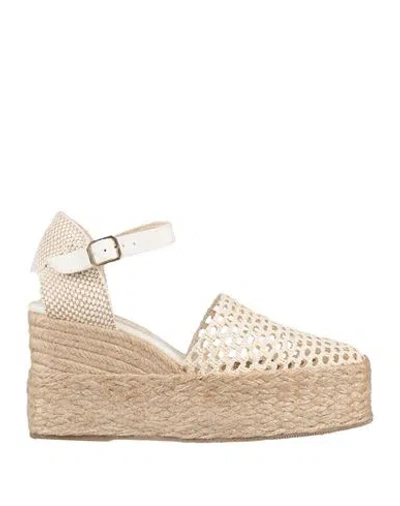 Paloma Barceló Palomitas By  Woman Espadrilles Ivory Size 9 Textile Fibers In Neutral