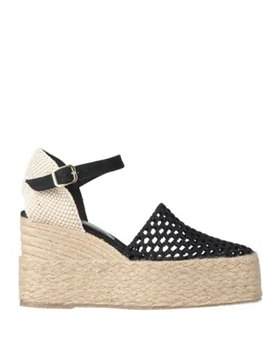 Paloma Barceló Palomitas By  Woman Espadrilles Black Size 8 Textile Fibers In Neutral