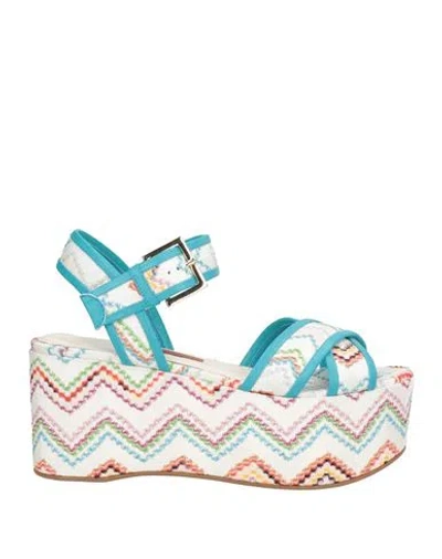 Missoni Woman Sandals White Size 8 Textile Fibers In Animal Print