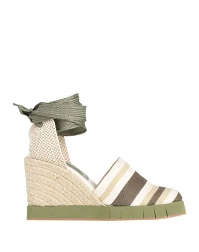 Paloma Barceló Palomitas By  Woman Espadrilles Military Green Size 7 Textile Fibers In Green
