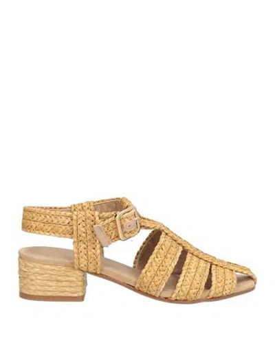 Paloma Barceló Woman Sandals Sand Size 7 Natural Raffia In Multi