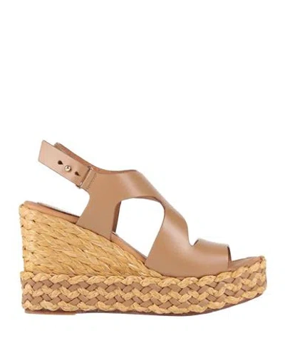 Paloma Barceló Woman Sandals Camel Size 8 Cow Leather In Brown