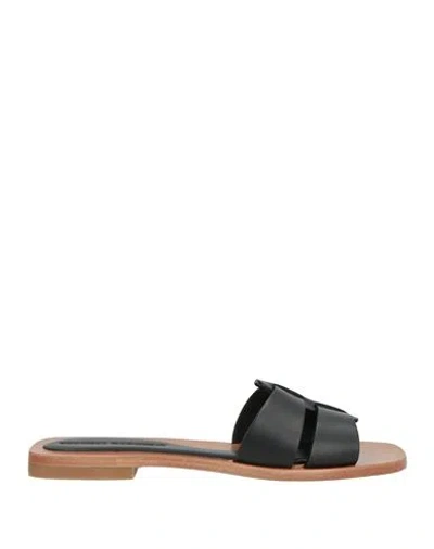 Paloma Barceló Woman Sandals Black Size 8 Cowhide In Black