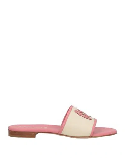 Unützer Woman Sandals Pink Size 8 Leather, Textile Fibers In Pink