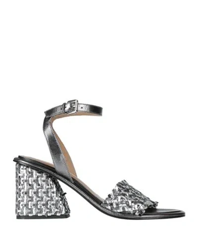 Coral Blue Woman Sandals Black Size 8 Leather In Multi