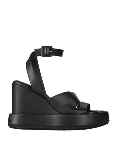 Paloma Barceló Woman Sandals Black Size 10 Leather In Black