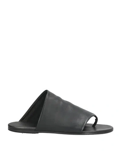 Marsèll Woman Thong Sandal Black Size 7 Leather In Black