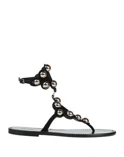 Isabel Marant Woman Thong Sandal Black Size 6.5 Goat Skin In Black