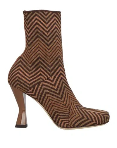 Missoni Woman Ankle Boots Brown Size 8 Textile Fibers In Brown