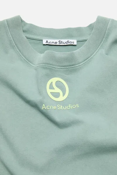 Acne Studios Logo-print Organic-cotton T-shirt In Green