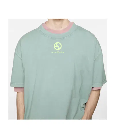 Acne Studios Logo-print Organic-cotton T-shirt In Green