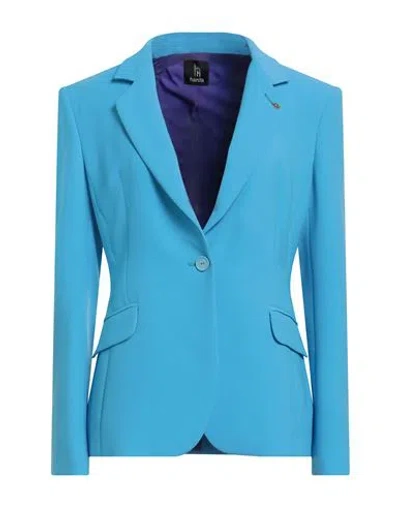 Hanita Woman Blazer Azure Size 6 Polyester, Elastane In Blue