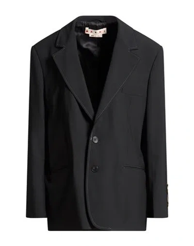 Marni Woman Blazer Black Size 10 Polyester, Virgin Wool, Elastane In Black