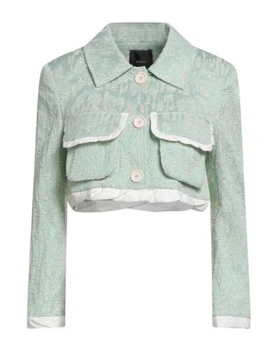 Pinko Woman Jacket Light Green Size 2 Polyester, Cotton, Polyamide, Metallic Fiber, Elastane In Green