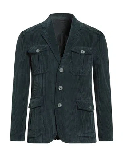 Barbati Man Blazer Deep Teal Size 36 Cotton In Blue