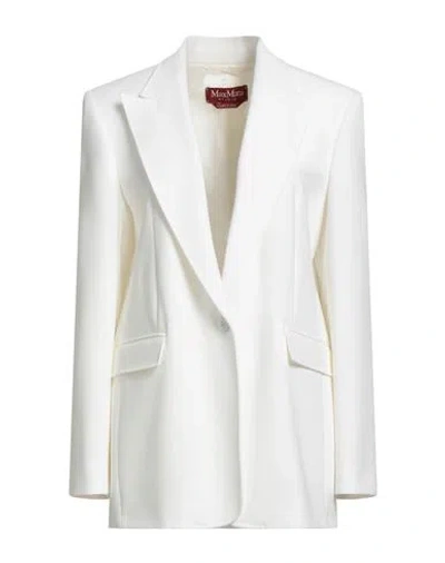 Max Mara Studio Woman Blazer White Size 10 Triacetate, Polyester In White