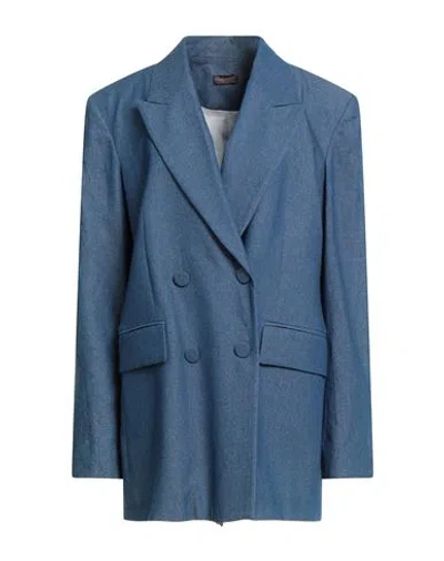 Olla Parèg Olla Parég Woman Blazer Blue Size 10 Cotton In Blue