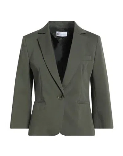 Diana Gallesi Woman Blazer Military Green Size 10 Cotton, Polyester, Elastane In Green