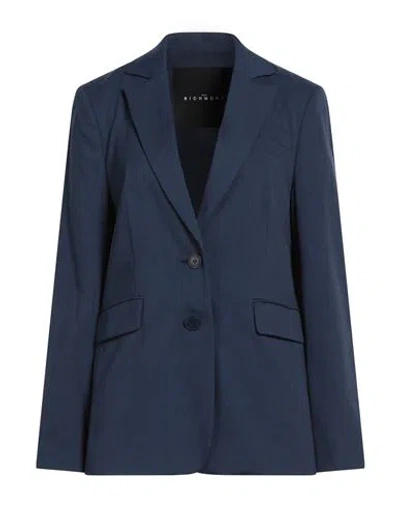 John Richmond Woman Blazer Navy Size 12 Polyester, Viscose, Elastane In Blue