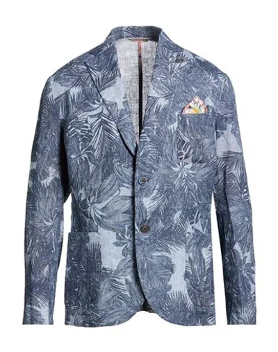 Bob Man Blazer Slate Blue Size 42 Cotton, Elastane In Blue