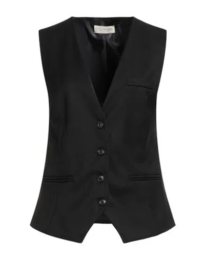 Bsb Jeans Woman Tailored Vest Black Size L Polyester, Viscose, Elastane In Brown