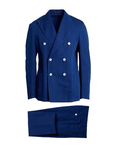 The Gigi Man Suit Blue Size 44 Linen, Cotton In Blue