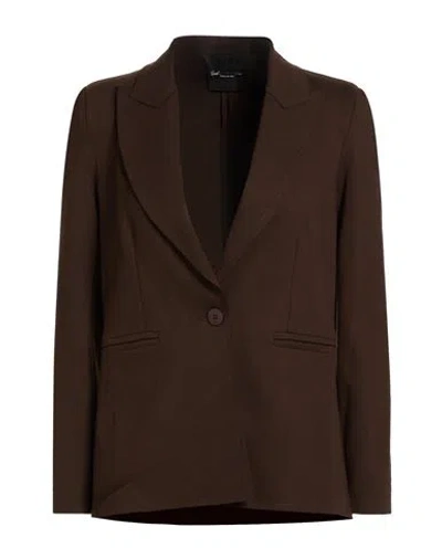 Soko Ni Inai Woman Blazer Chocolate Brown Size Xl Viscose, Polyamide, Elastane In Brown