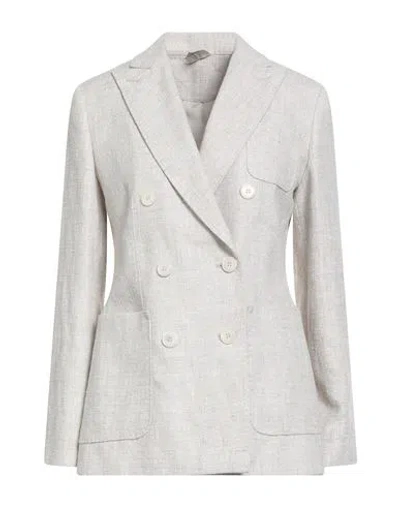 Max Mara Woman Blazer Sand Size 6 Linen, Virgin Wool, Polyamide, Silk In Multi
