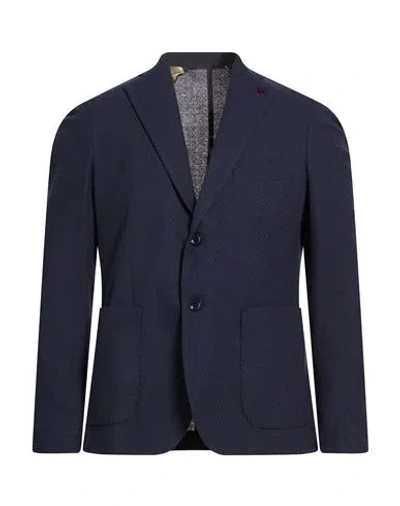 En Avance Man Blazer Midnight Blue Size 44 Cotton, Polyester In Blue