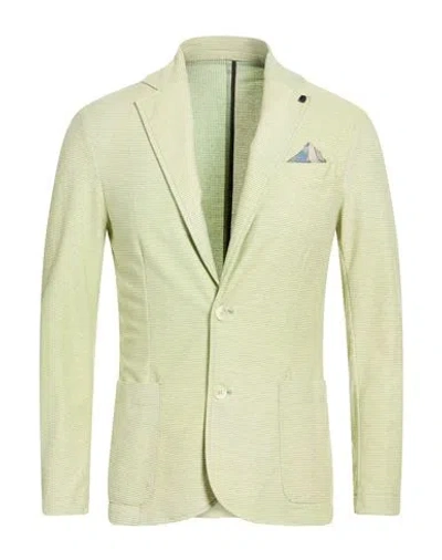 En Avance Man Blazer Light Green Size 42 Cotton, Polyester, Elastane In Green