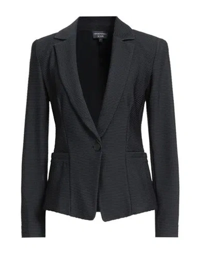 Emporio Armani Icon Woman Blazer Midnight Blue Size 10 Viscose, Polyamide, Elastane In Gray