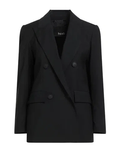 Hevo Hevò Woman Blazer Black Size 4 Polyester, Viscose, Elastic Fibres In Black