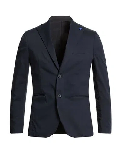 En Avance Man Blazer Midnight Blue Size 44 Cotton, Polyamide, Elastane In Blue