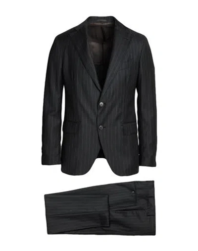 Gabriele Pasini Man Suit Charcoal Size 44 Wool In Black
