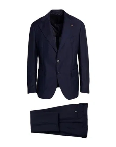 Gabriele Pasini Man Suit Midnight Blue Size 46 Wool, Linen In Blue
