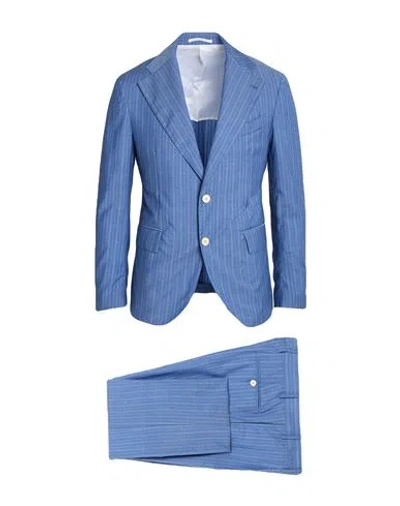 Gabriele Pasini Man Suit Azure Size 38 Wool In Blue