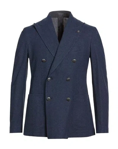 Tagliatore Man Blazer Navy Size 46 Cotton In Blue