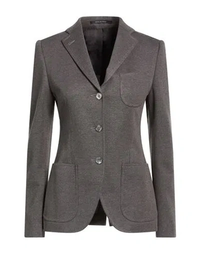 Tagliatore 02-05 Woman Blazer Grey Size 6 Cotton In Brown